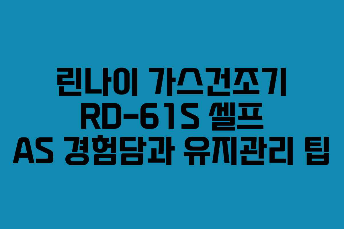 린나이 가스건조기 RD-61S 셀프 AS 경험담과 유지관리 팁