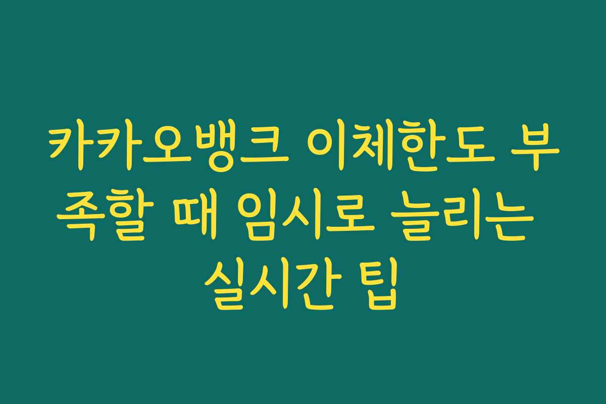 카카오뱅크 이체한도 부족할 때 임시로 늘리는 실시간 팁
