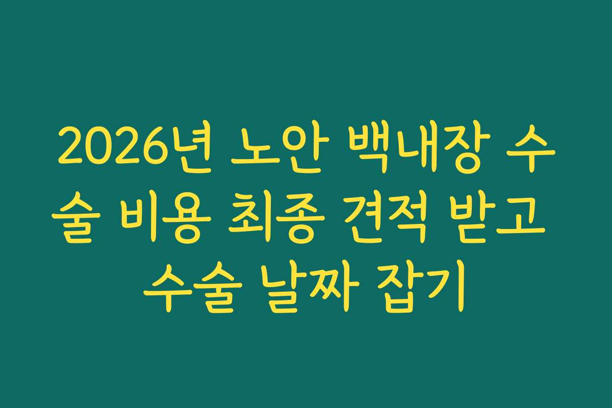 2026년 노안 백내장 수술 비용 최종 견적 받고 수술 날짜 잡기