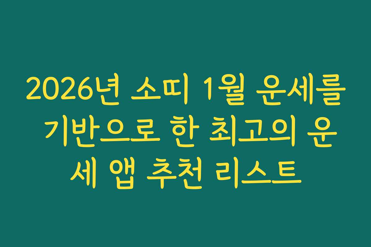 2026년 소띠 1월 운세를 기반으로 한 최고의 운세 앱 추천 리스트