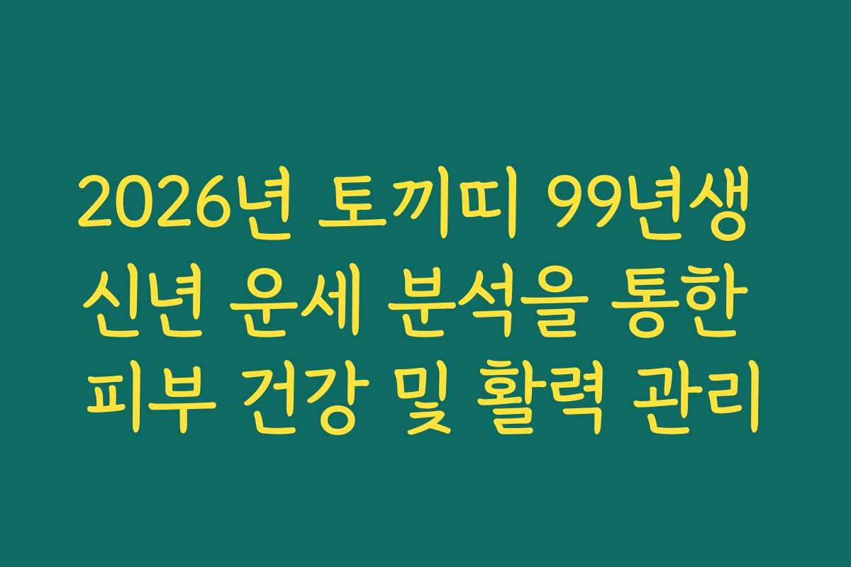 2026년 토끼띠 99년생 신년 운세 분석을 통한 피부 건강 및 활력 관리