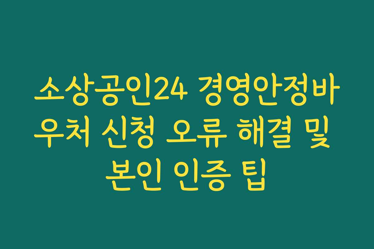 소상공인24 경영안정바우처 신청 오류 해결 및 본인 인증 팁
