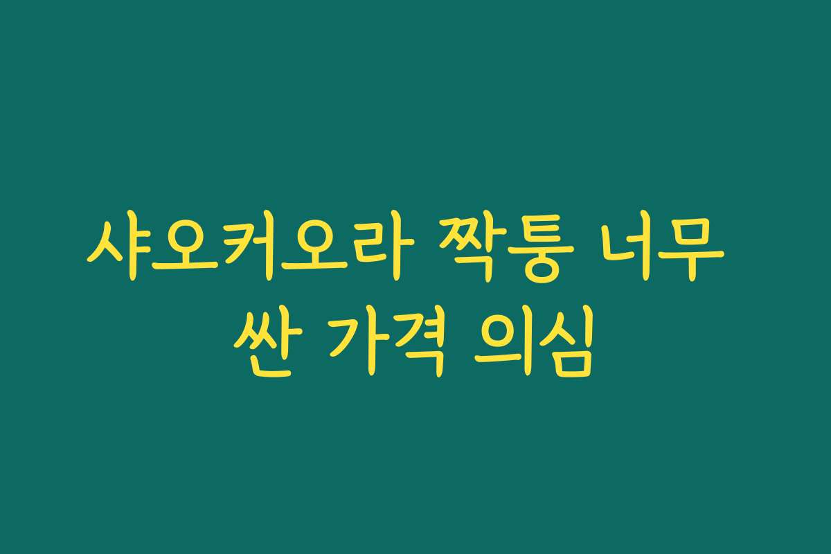 샤오커오라 짝퉁 너무 싼 가격 의심