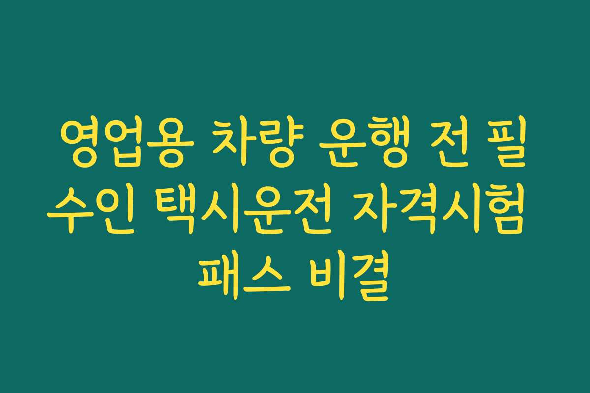 영업용 차량 운행 전 필수인 택시운전 자격시험 패스 비결