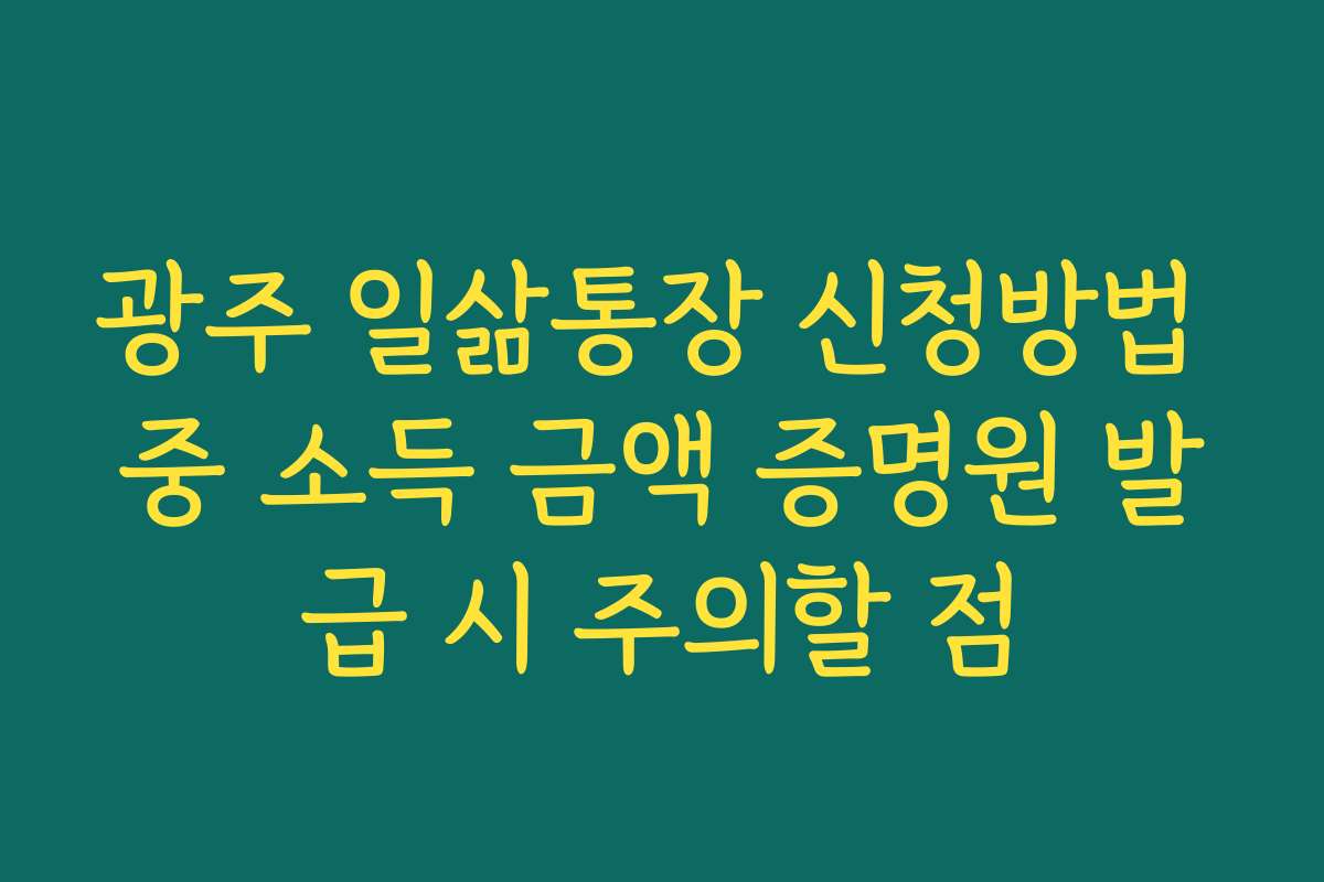 광주 일삶통장 신청방법 중 소득 금액 증명원 발급 시 주의할 점