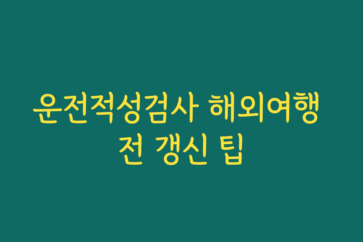 운전적성검사 해외여행 전 갱신 팁