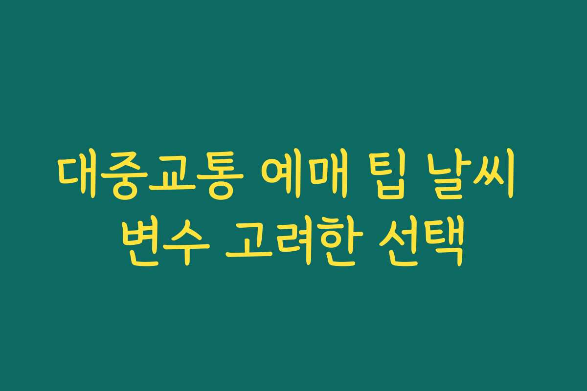 대중교통 예매 팁 날씨 변수 고려한 선택