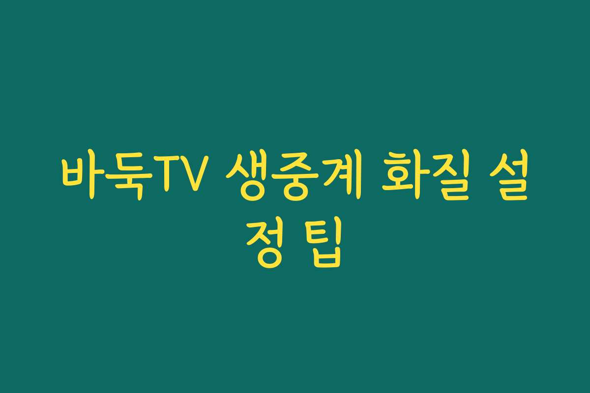바둑TV 생중계 화질 설정 팁