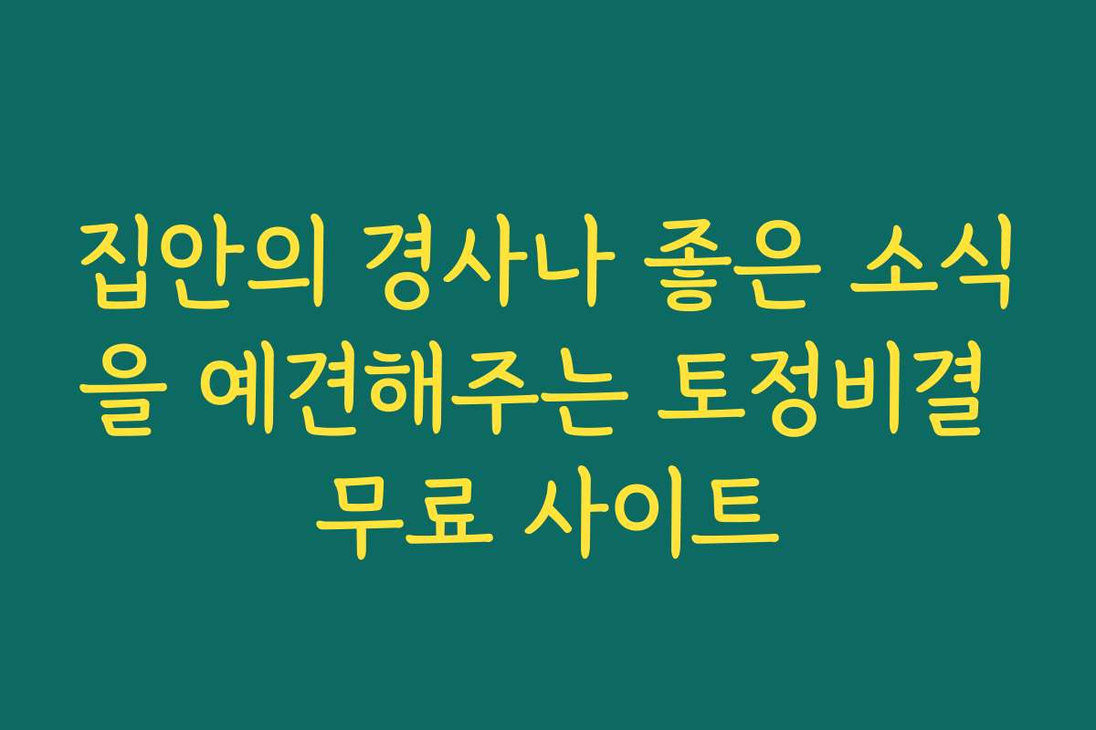 집안의 경사나 좋은 소식을 예견해주는 토정비결 무료 사이트