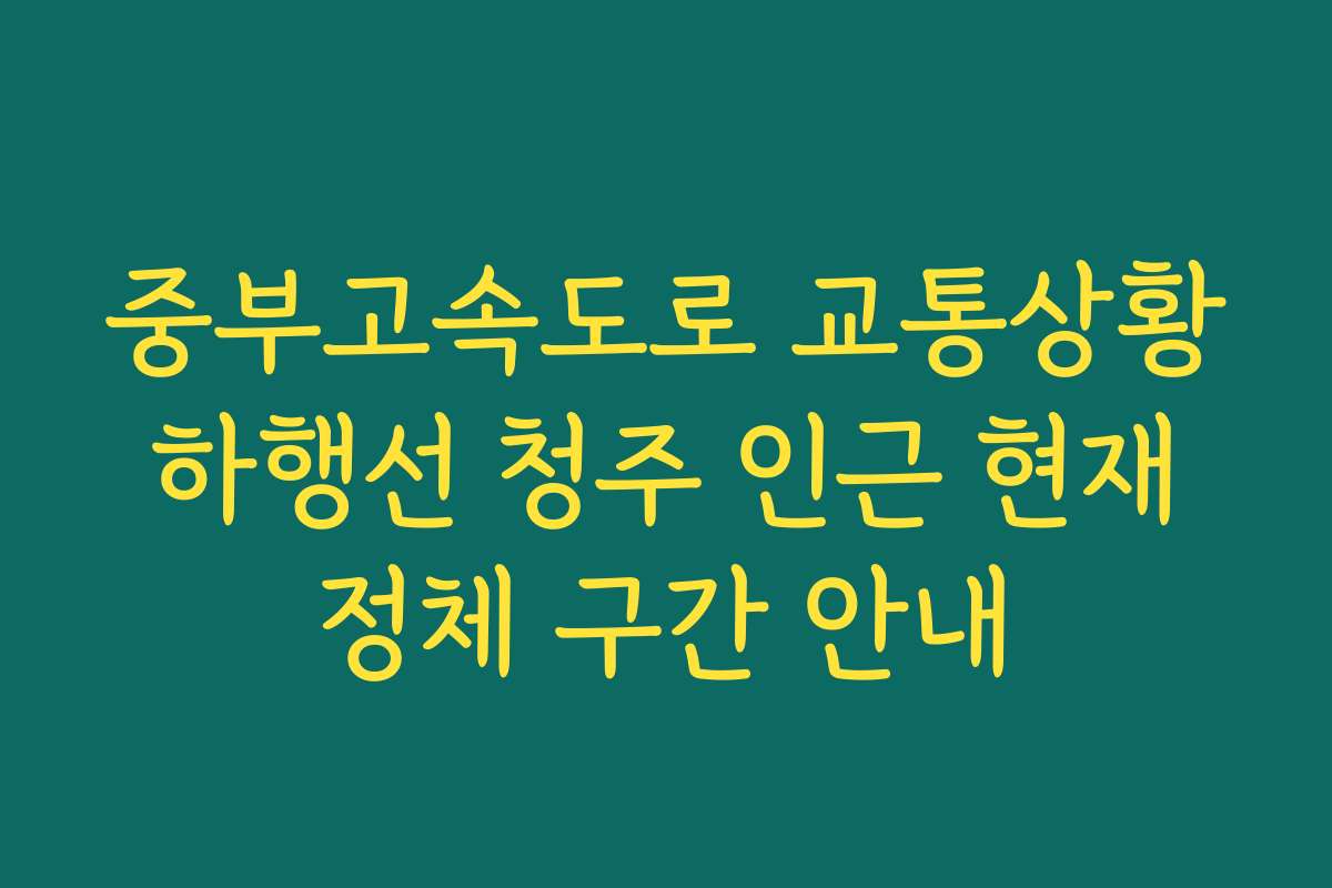중부고속도로 교통상황 하행선 청주 인근 현재 정체 구간 안내