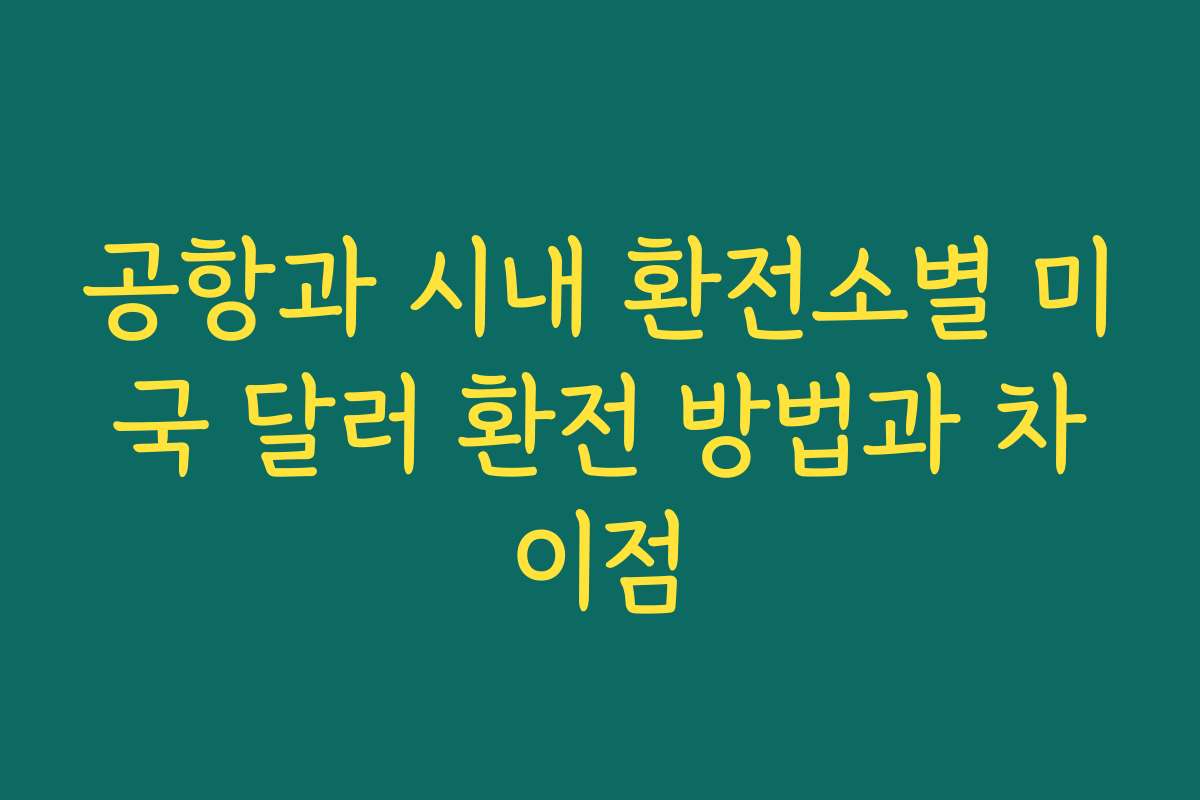 공항과 시내 환전소별 미국 달러 환전 방법과 차이점