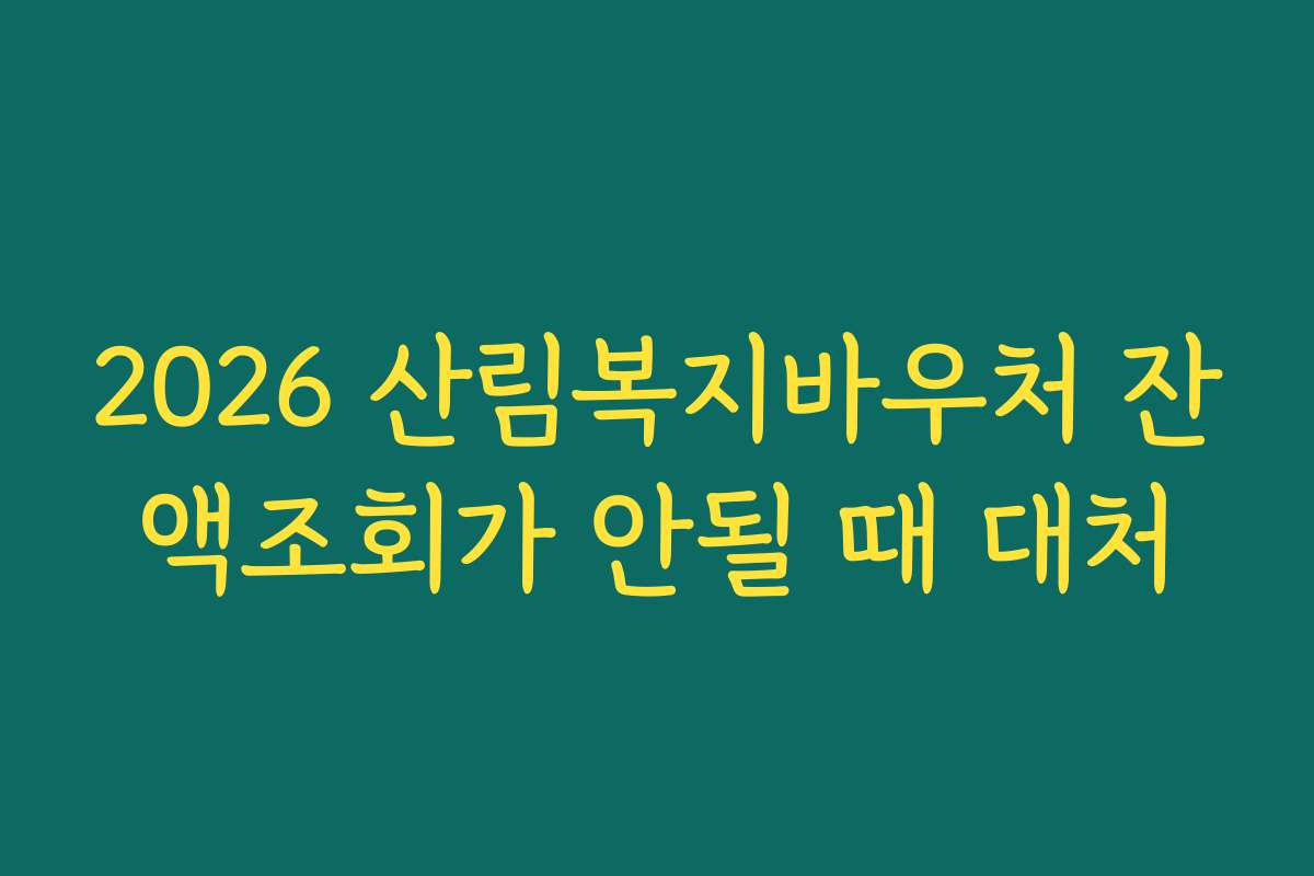 2026 산림복지바우처 잔액조회가 안될 때 대처