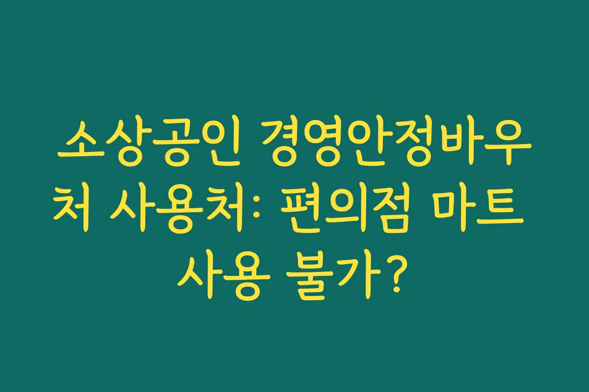 소상공인 경영안정바우처 사용처: 편의점 마트 사용 불가?
