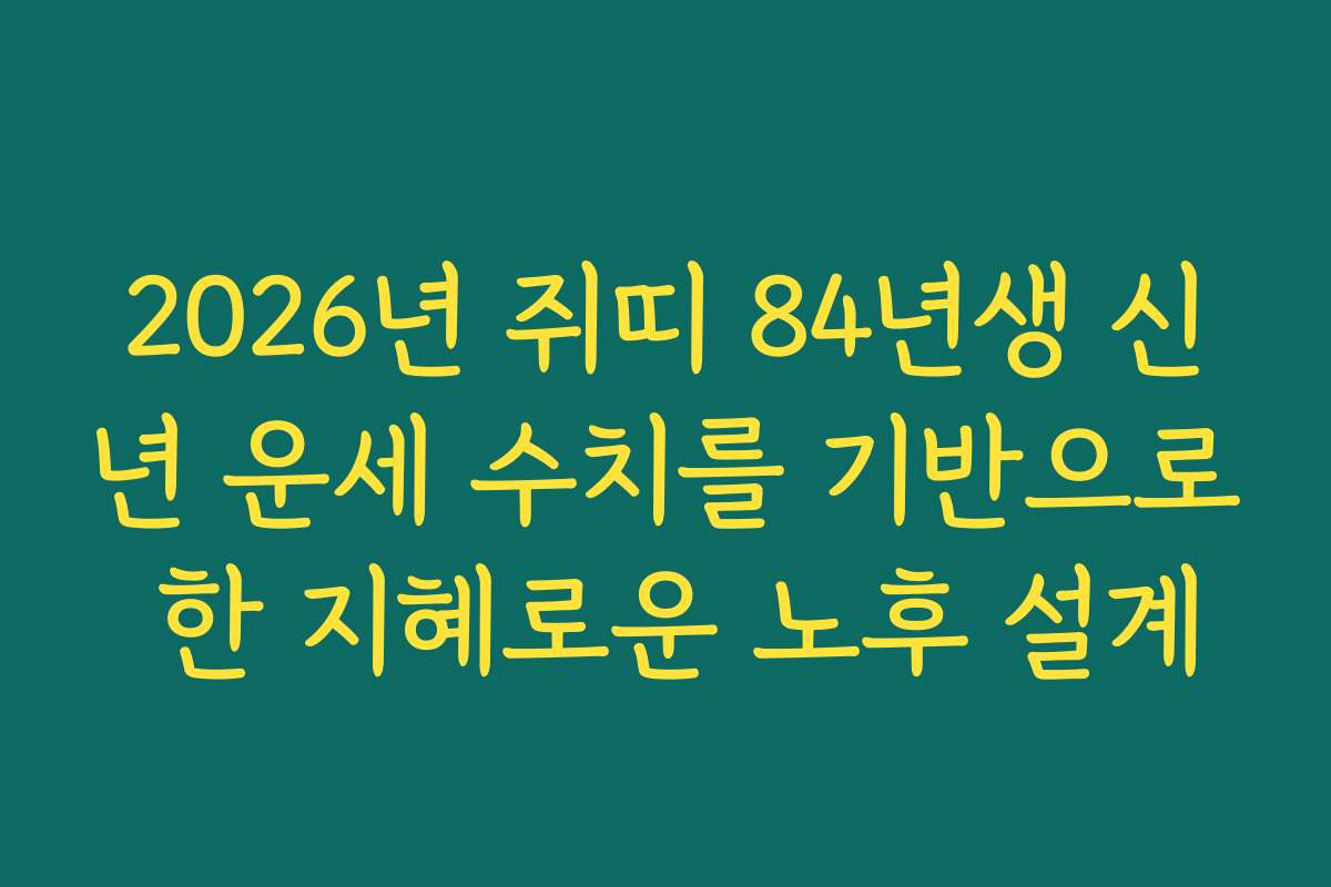 2026년 쥐띠 84년생 신년 운세 수치를 기반으로 한 지혜로운 노후 설계
