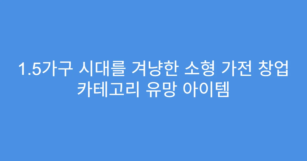 1.5가구 시대를 겨냥한 소형 가전 창업 카테고리 유망 아이템