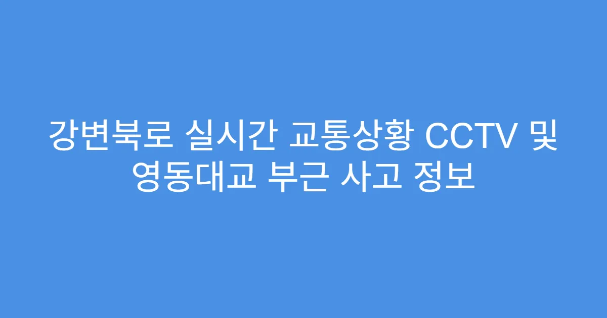 강변북로 실시간 교통상황 CCTV 및 영동대교 부근 사고 정보