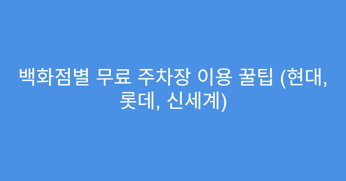 백화점별 무료 주차장 이용 꿀팁 (현대, 롯데, 신세계)