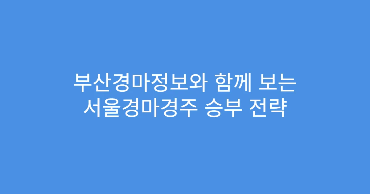 부산경마정보와 함께 보는 서울경마경주 승부 전략