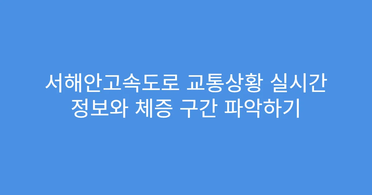 서해안고속도로 교통상황 실시간 정보와 체증 구간 파악하기