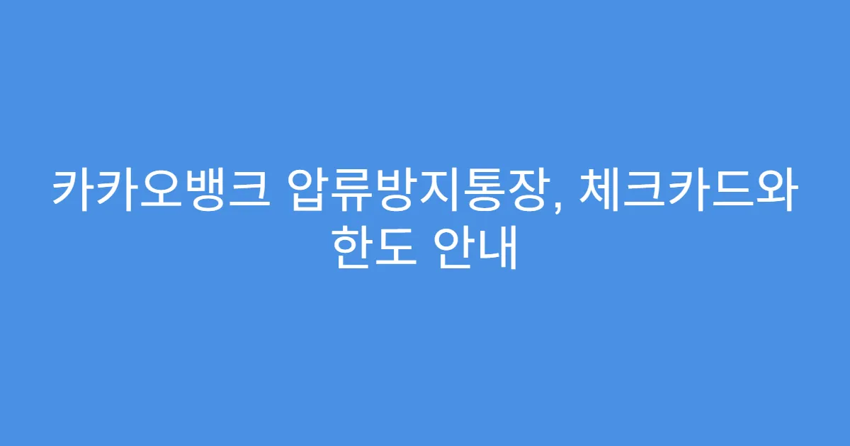 카카오뱅크 압류방지통장, 체크카드와 한도 안내