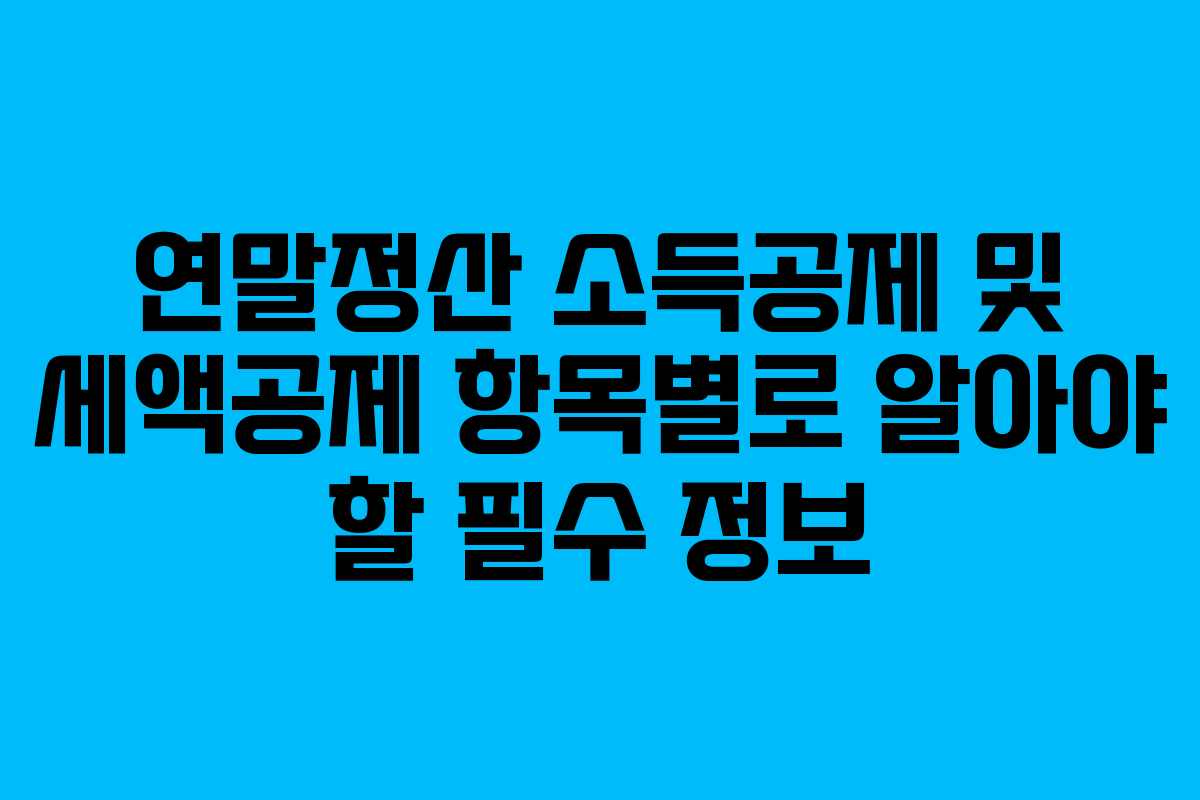 연말정산 소득공제 및 세액공제 항목별로 알아야 할 필수 정보