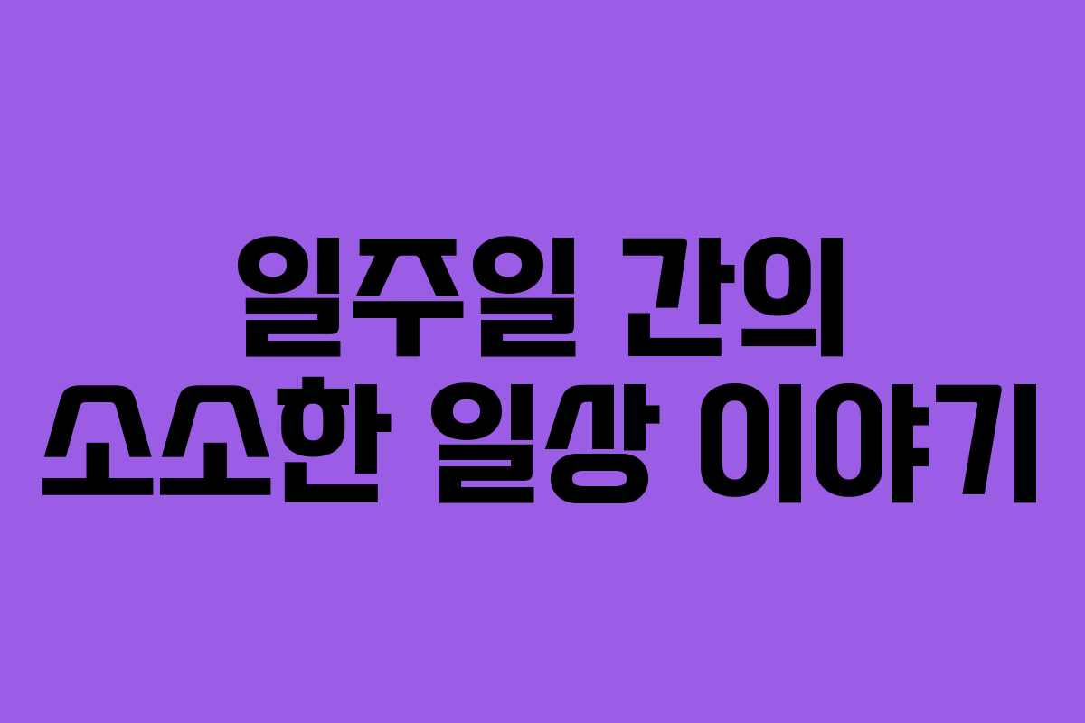 일주일 간의 소소한 일상 이야기