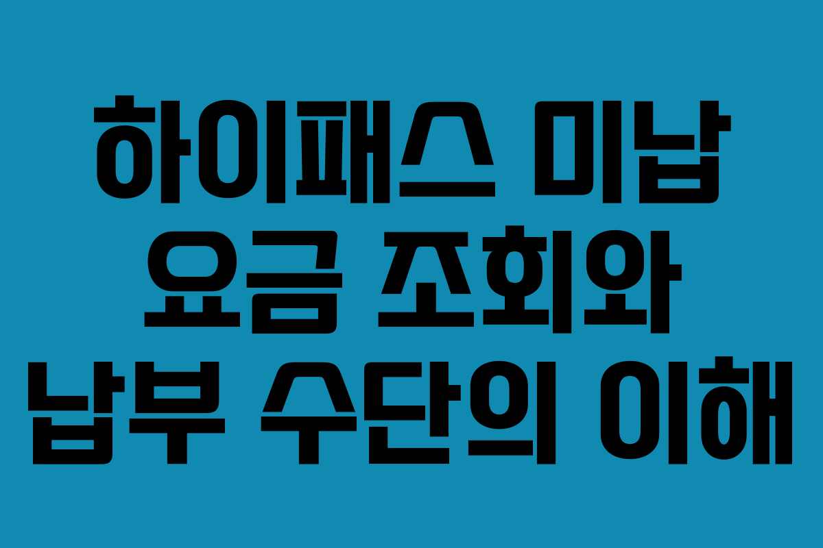 하이패스 미납 요금 조회와 납부 수단의 이해