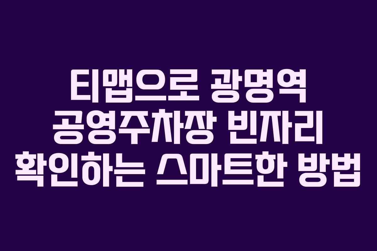 티맵으로 광명역 공영주차장 빈자리 확인하는 스마트한 방법