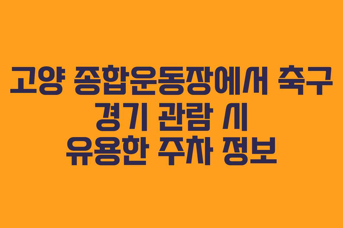 고양 종합운동장에서 축구 경기 관람 시 유용한 주차 정보