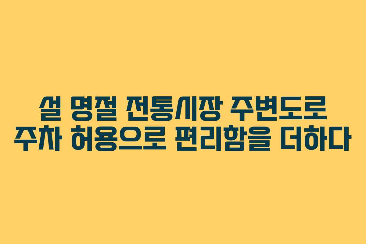 설 명절 전통시장 주변도로 주차 허용으로 편리함을 더하다