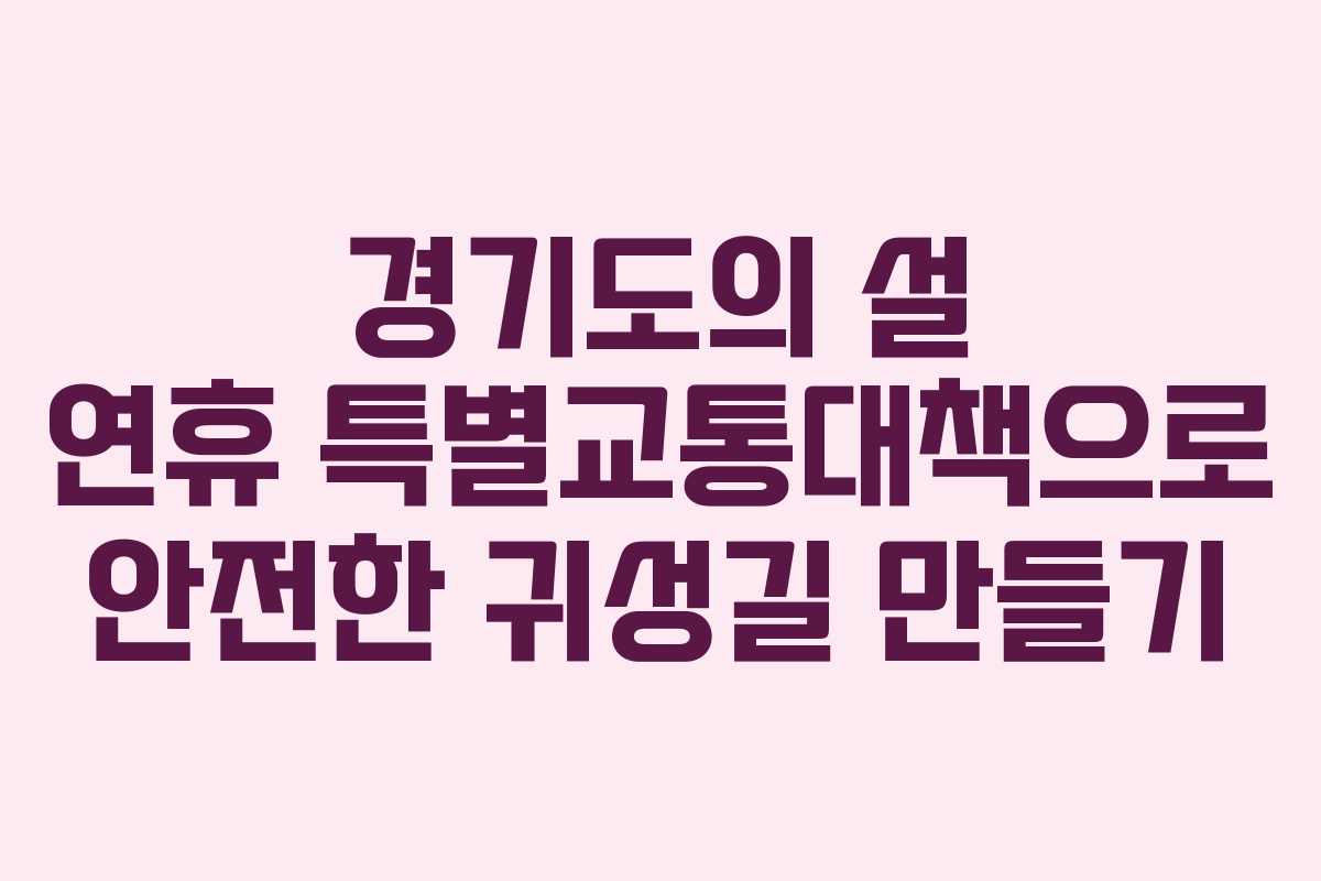 경기도의 설 연휴 특별교통대책으로 안전한 귀성길 만들기