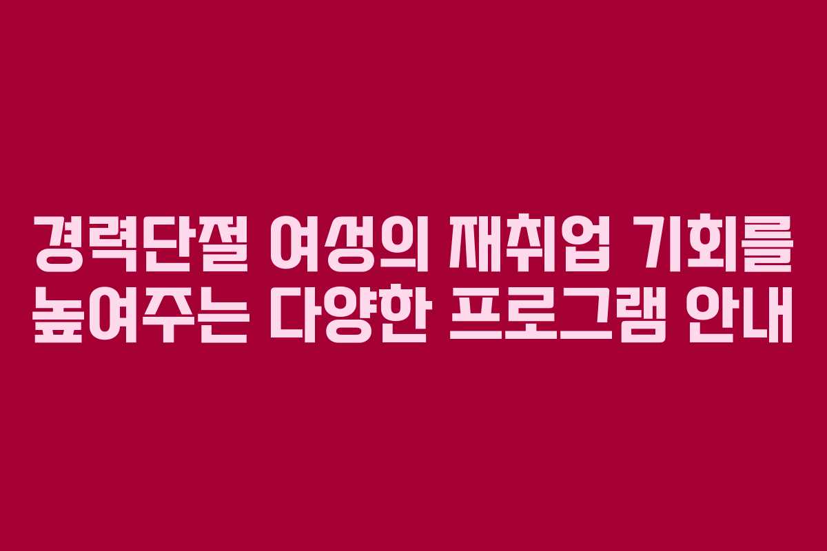 경력단절 여성의 재취업 기회를 높여주는 다양한 프로그램 안내