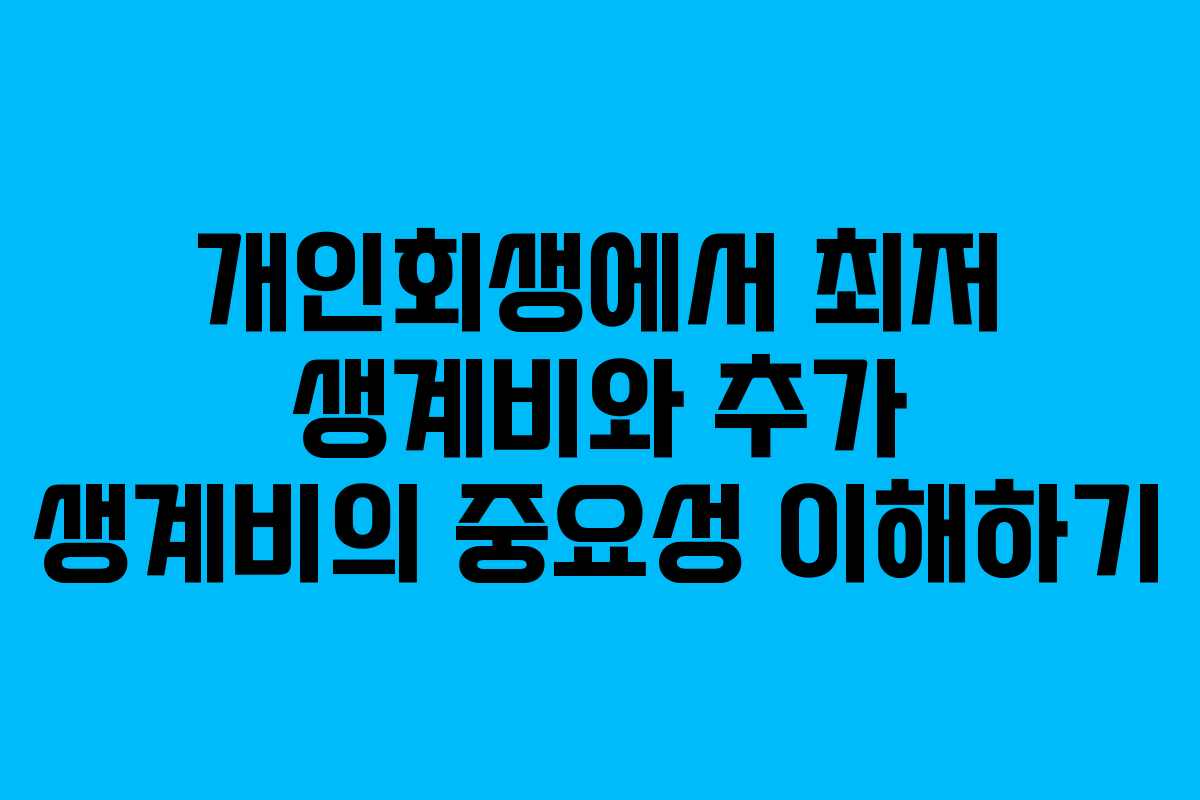 개인회생에서 최저 생계비와 추가 생계비의 중요성 이해하기
