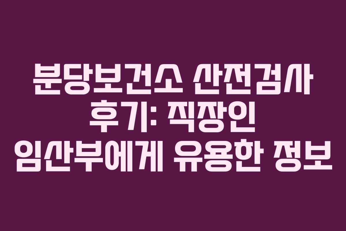 분당보건소 산전검사 후기: 직장인 임산부에게 유용한 정보