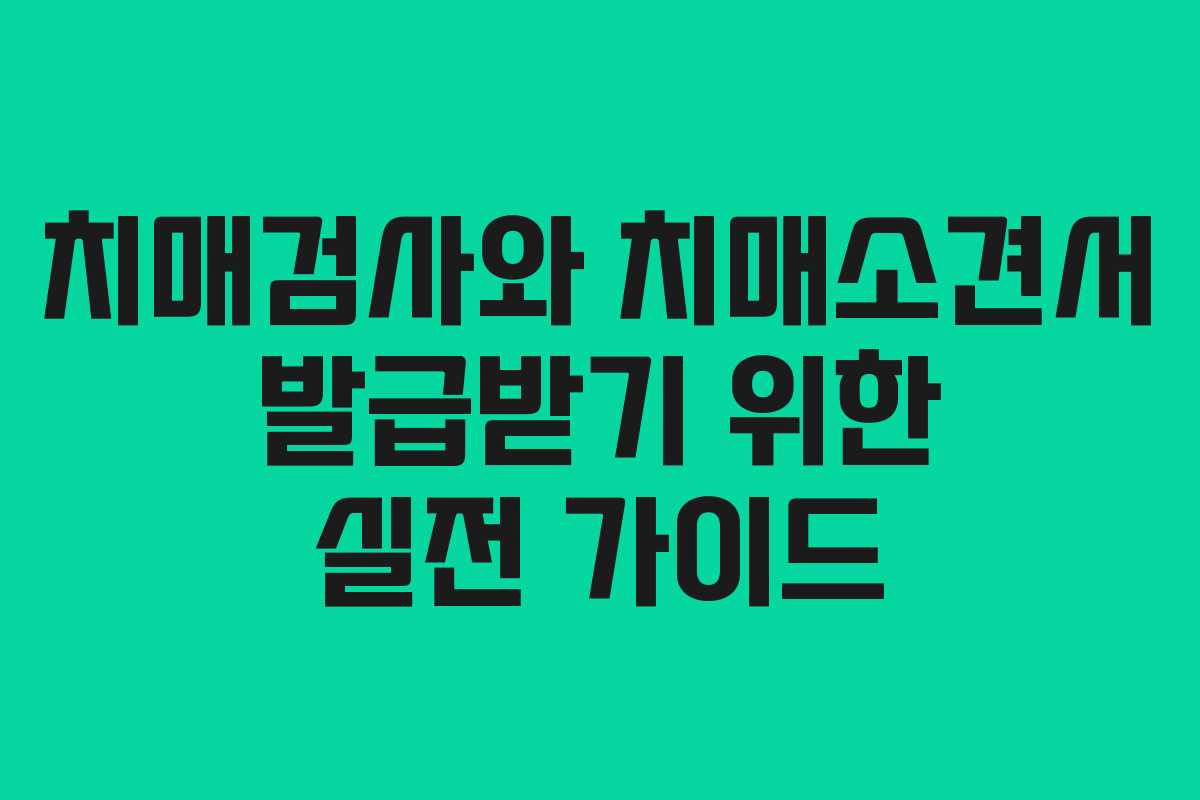 치매검사와 치매소견서 발급받기 위한 실전 가이드