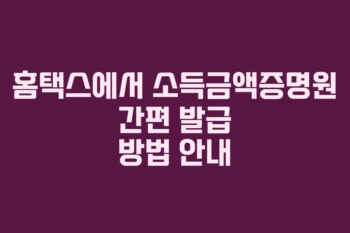 홈택스에서 소득금액증명원 간편 발급 방법 안내