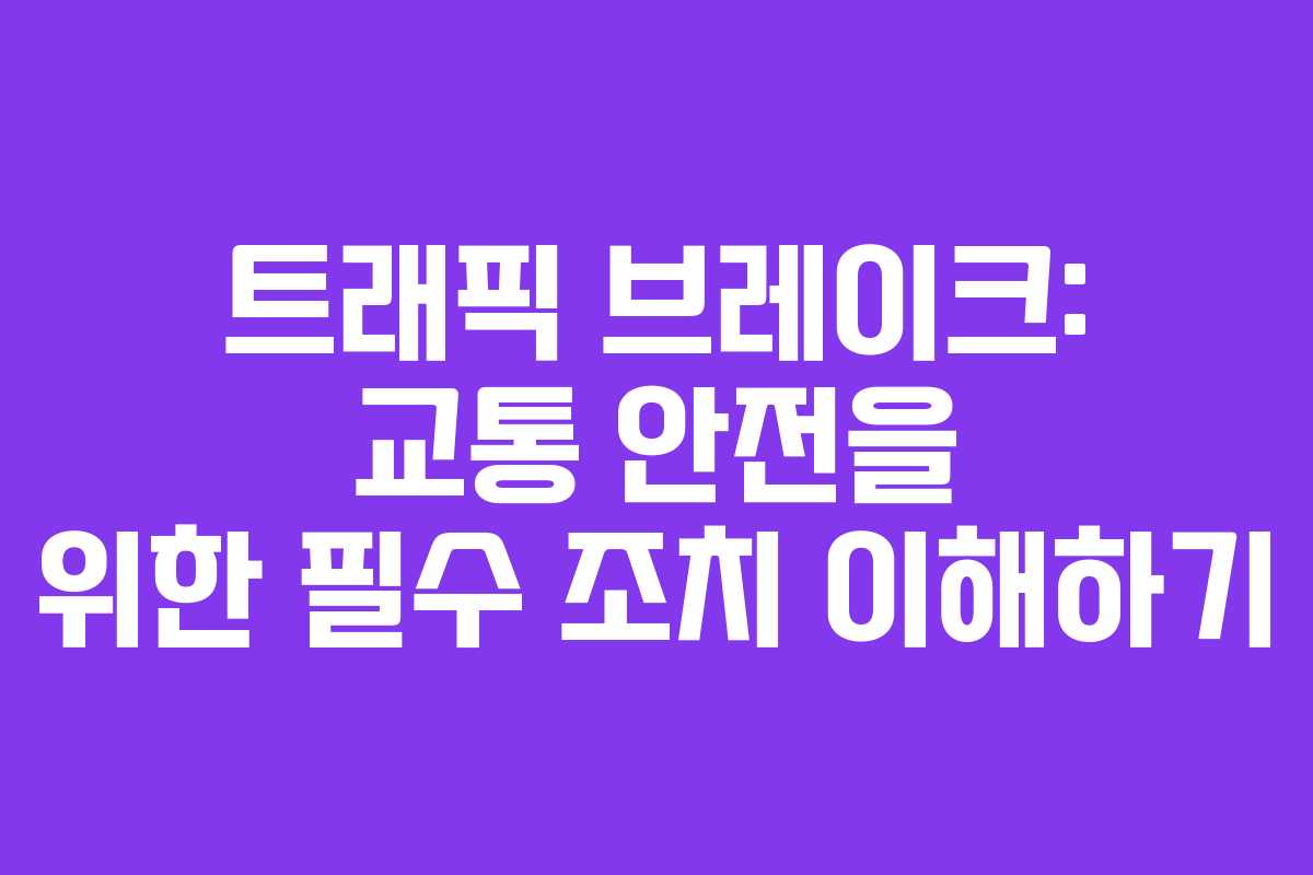 트래픽 브레이크: 교통 안전을 위한 필수 조치 이해하기