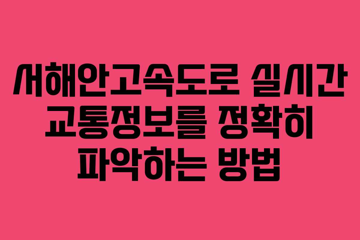 서해안고속도로 실시간 교통정보를 정확히 파악하는 방법