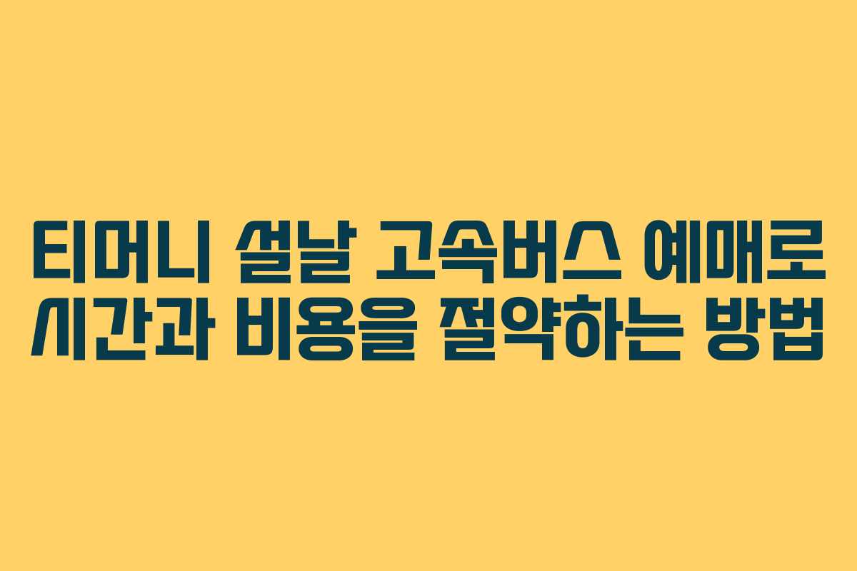 티머니 설날 고속버스 예매로 시간과 비용을 절약하는 방법