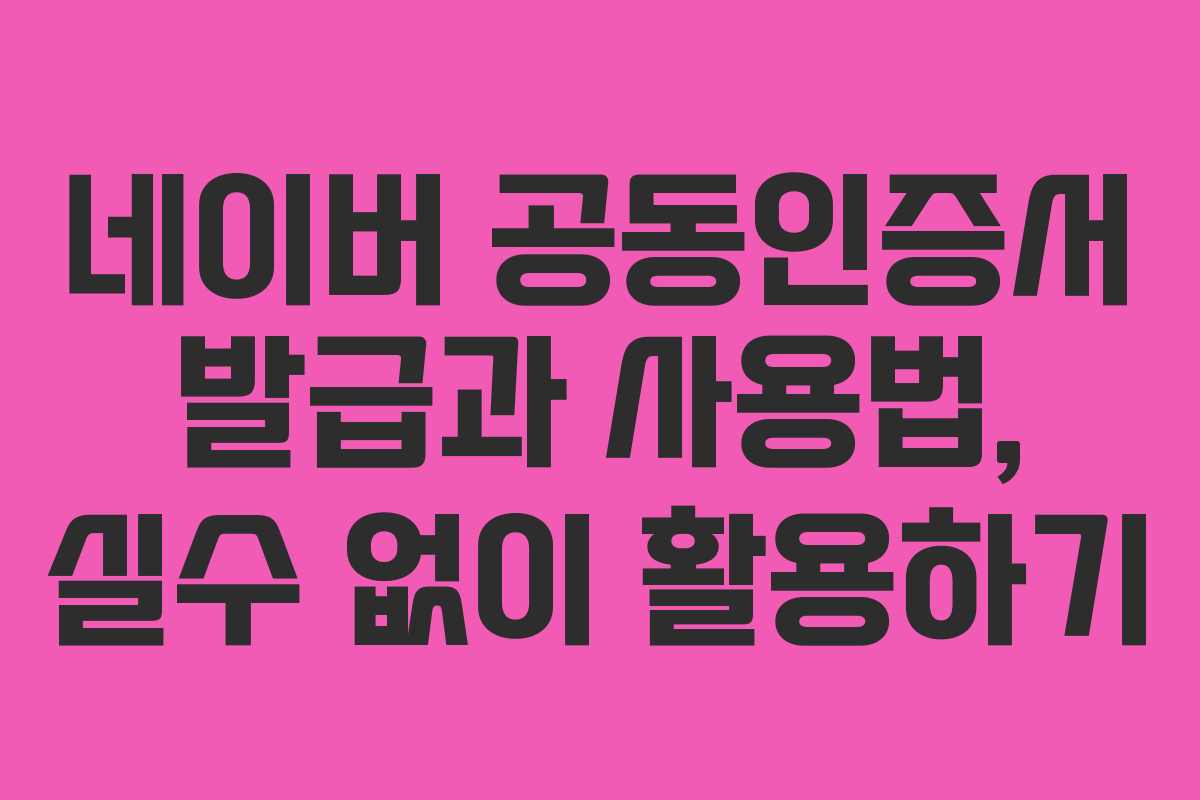 네이버 공동인증서 발급과 사용법, 실수 없이 활용하기