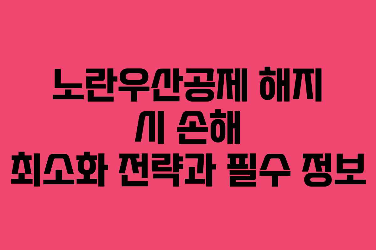 노란우산공제 해지 시 손해 최소화 전략과 필수 정보