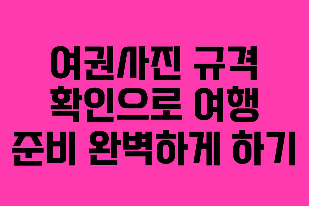여권사진 규격 확인으로 여행 준비 완벽하게 하기