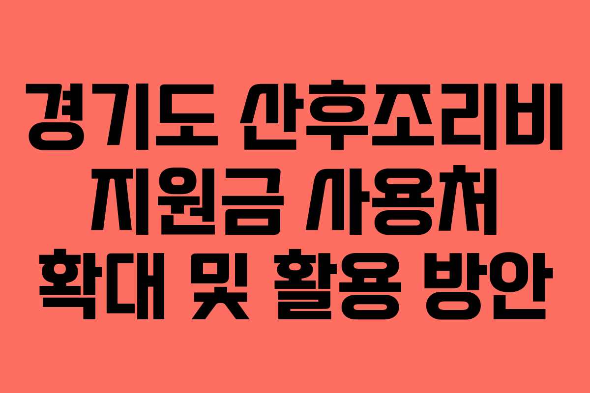 경기도 산후조리비 지원금 사용처 확대 및 활용 방안