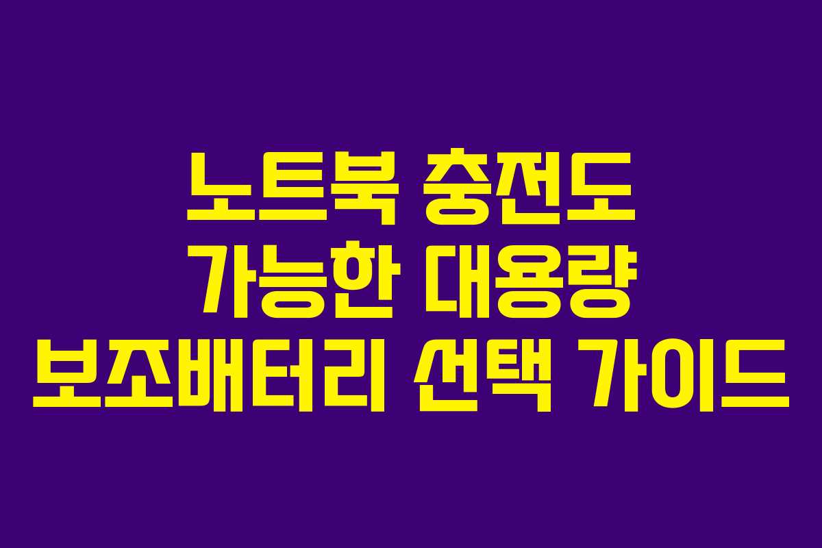 노트북 충전도 가능한 대용량 보조배터리 선택 가이드