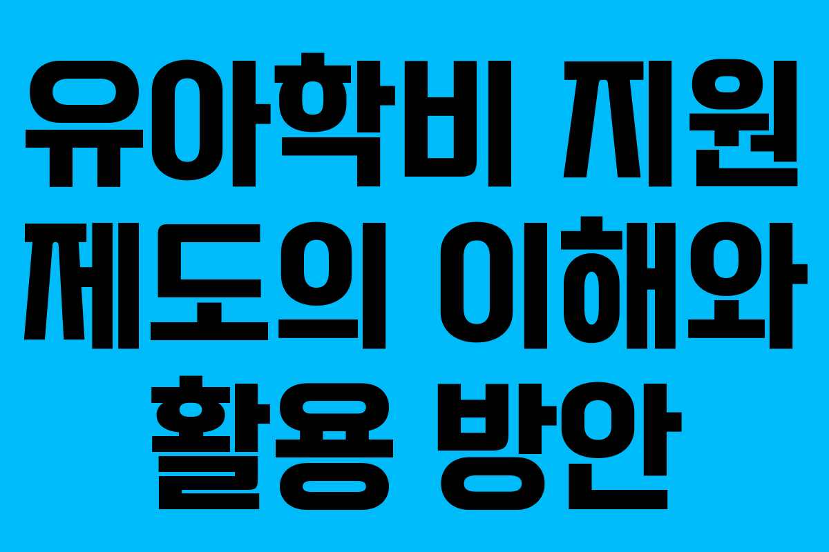 유아학비 지원 제도의 이해와 활용 방안