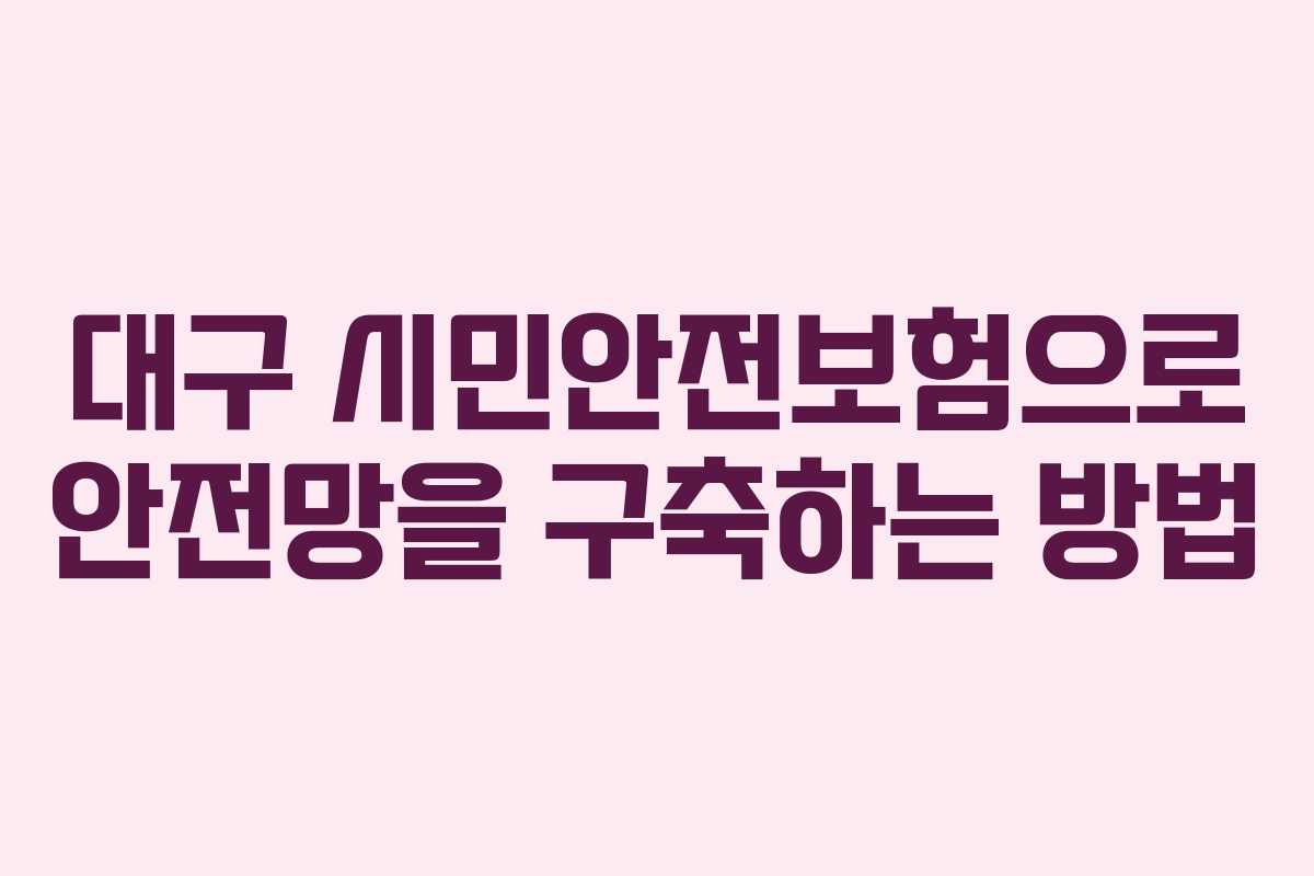대구 시민안전보험으로 안전망을 구축하는 방법