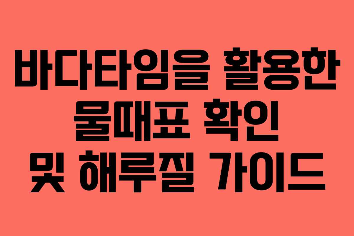 바다타임을 활용한 물때표 확인 및 해루질 가이드
