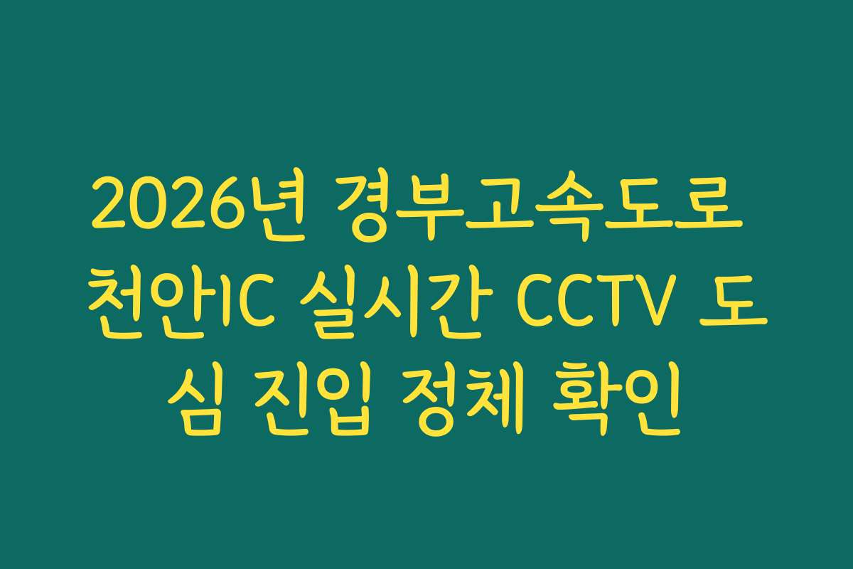2026년 경부고속도로 천안IC 실시간 CCTV 도심 진입 정체 확인
