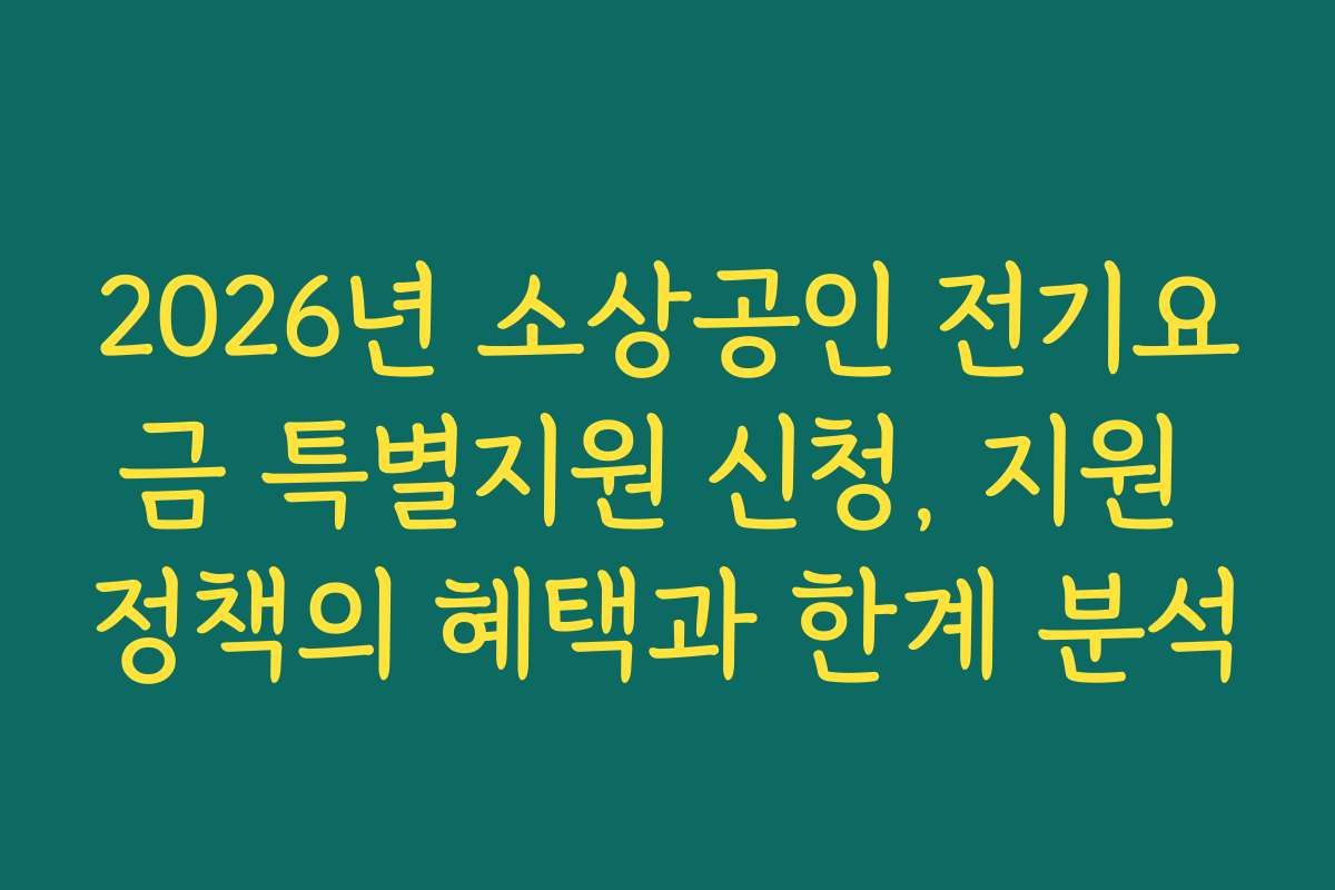 2026년 소상공인 전기요금 특별지원 신청, 지원 정책의 혜택과 한계 분석