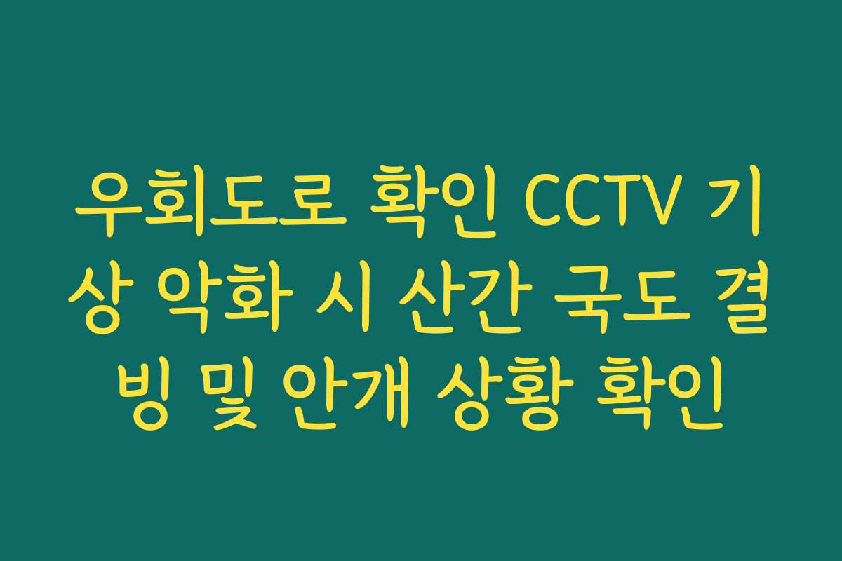 우회도로 확인 CCTV 기상 악화 시 산간 국도 결빙 및 안개 상황 확인